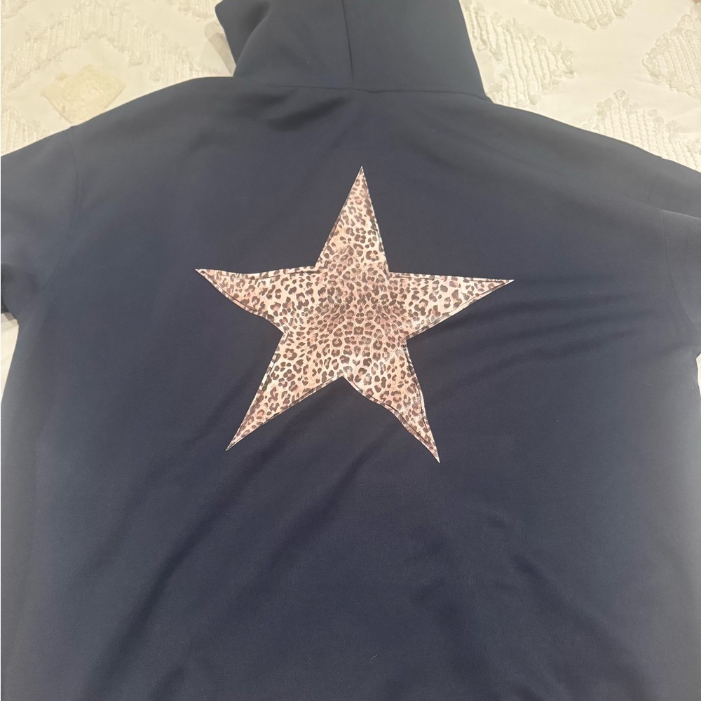 Oversized Navy Star Leopard Hoodie